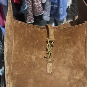 Yves Saint Laurent Brown Leather Shoulder Bag with Gold Hardware